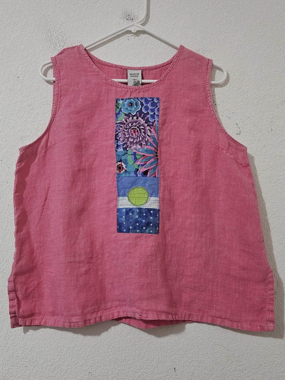 Match Point Sleeveless Top Lagenlook Art To Wear Size Small
